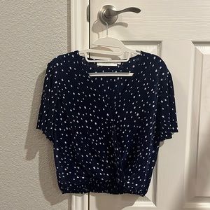Navy Crop Cross Top